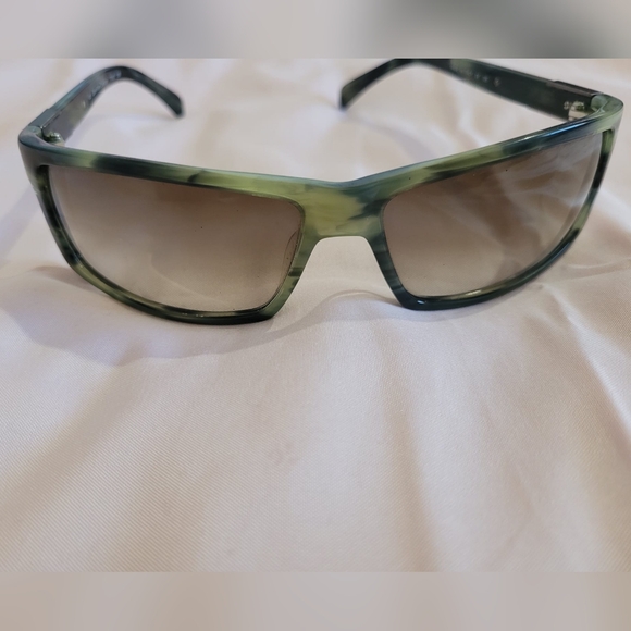 Vtg 90's Calvin Klein Collection Unisex 7706 Olive Horn Sunglasses 💚🌴 - Picture 5 of 9